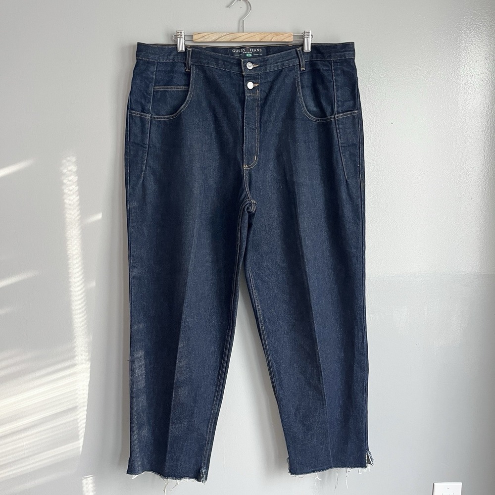 VTG Guess Pascal 075 Jeans Men's Loose Tapered Raw Hem Measures 42x30 **See Note